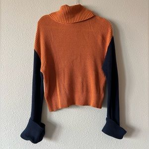 Splendid, Block Colored (Orange, Grey, Blue) Cowl Neck Sweater, Size XS